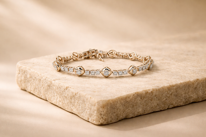 Diamond & Colorstone Marquise Link Bracelet