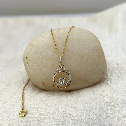 Natural Diamond Gold Open Circle Pendant Necklace