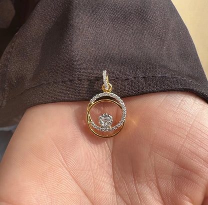 Natural Diamond Gold Open Circle Pendant Necklace