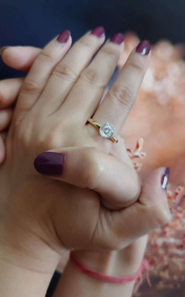 2 Ct Solitaire Lab Grown Diamond Ring 14k Yellow Gold