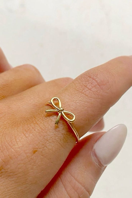Minimalist Golden Bow Ring By Anirudh Jewels