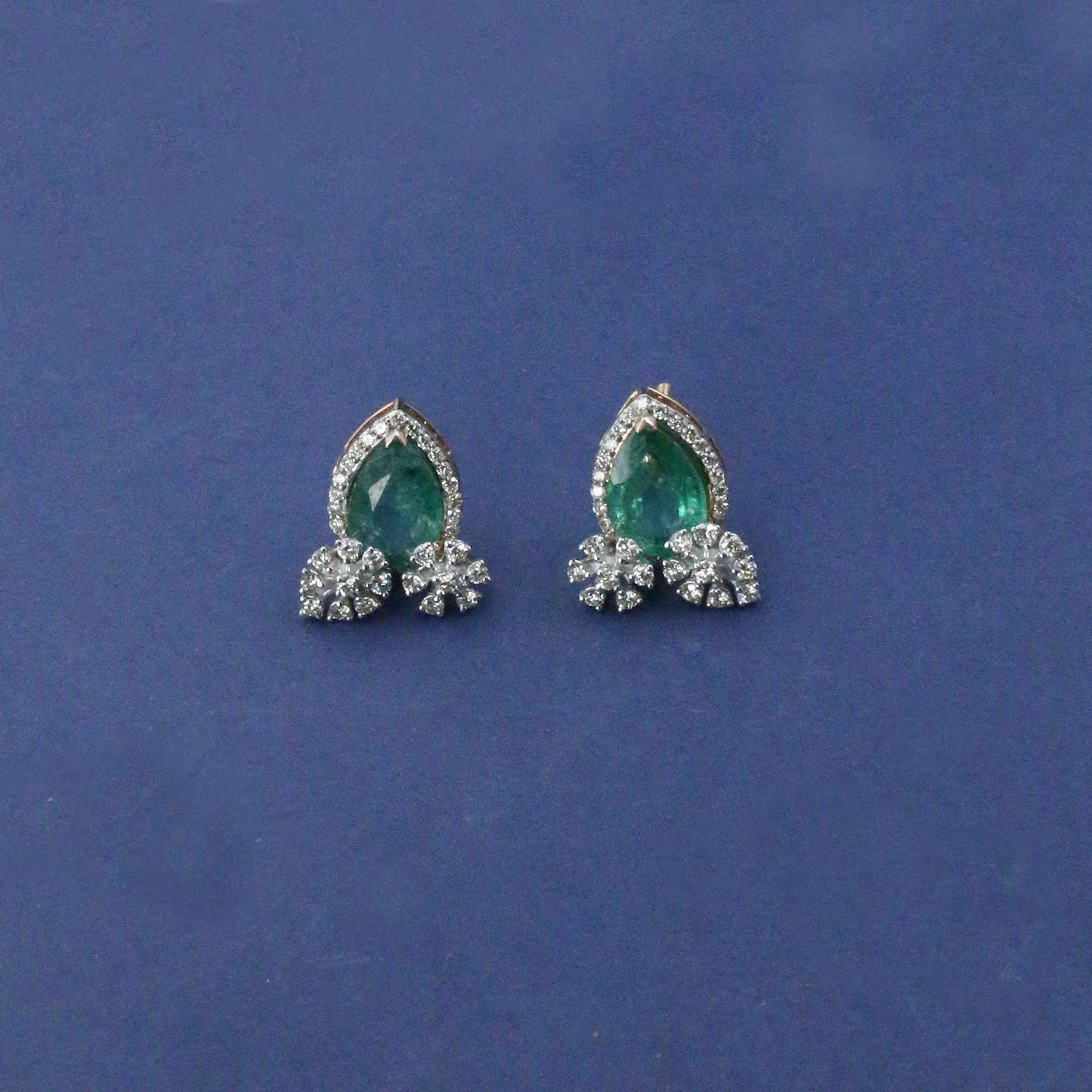 Diamond & Emerald Marquise Halo Earrings