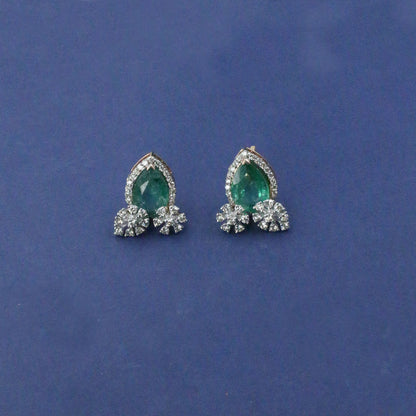 Diamond & Emerald Marquise Halo Earrings
