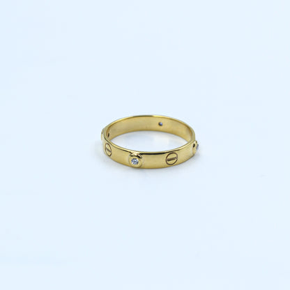 Yellow Gold Wide Band Diamond Accent Ring