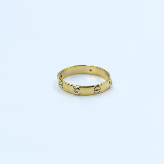 Yellow Gold Wide Band Diamond Accent Ring