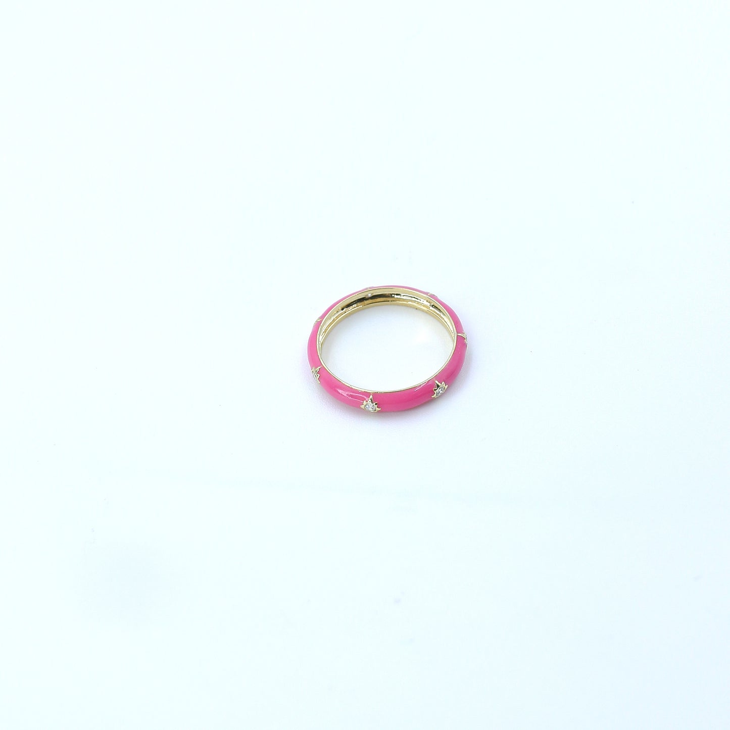 Pink Enamel Diamond Band Ring