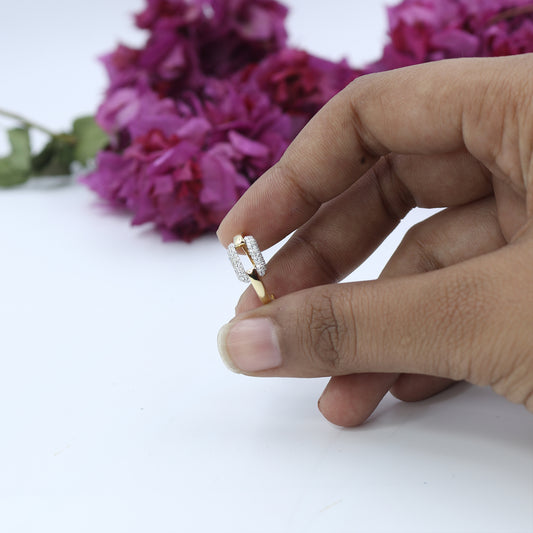 Two-Tone Pave Diamond Open Bypass Ring