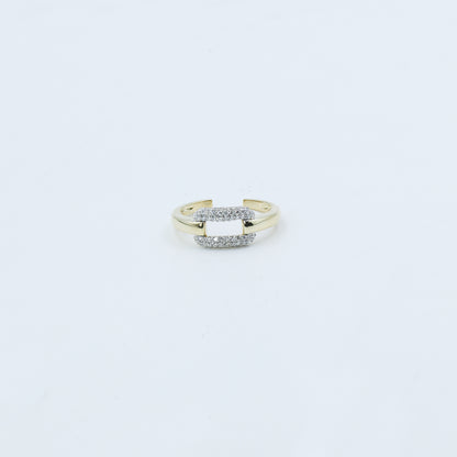 Two-Tone Pave Diamond Open Bypass Ring