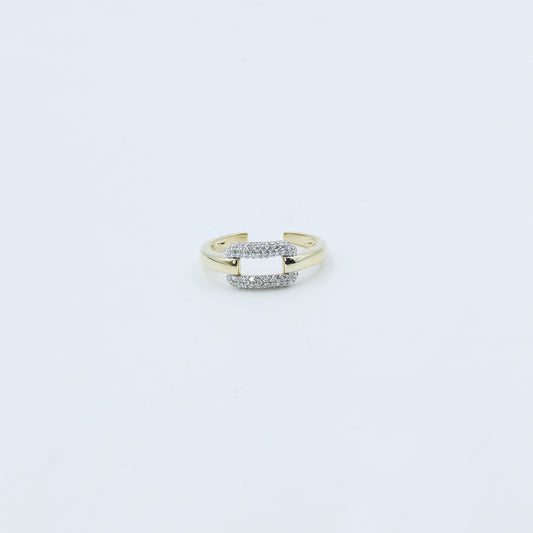 Two-Tone Pave Diamond Open Bypass Ring