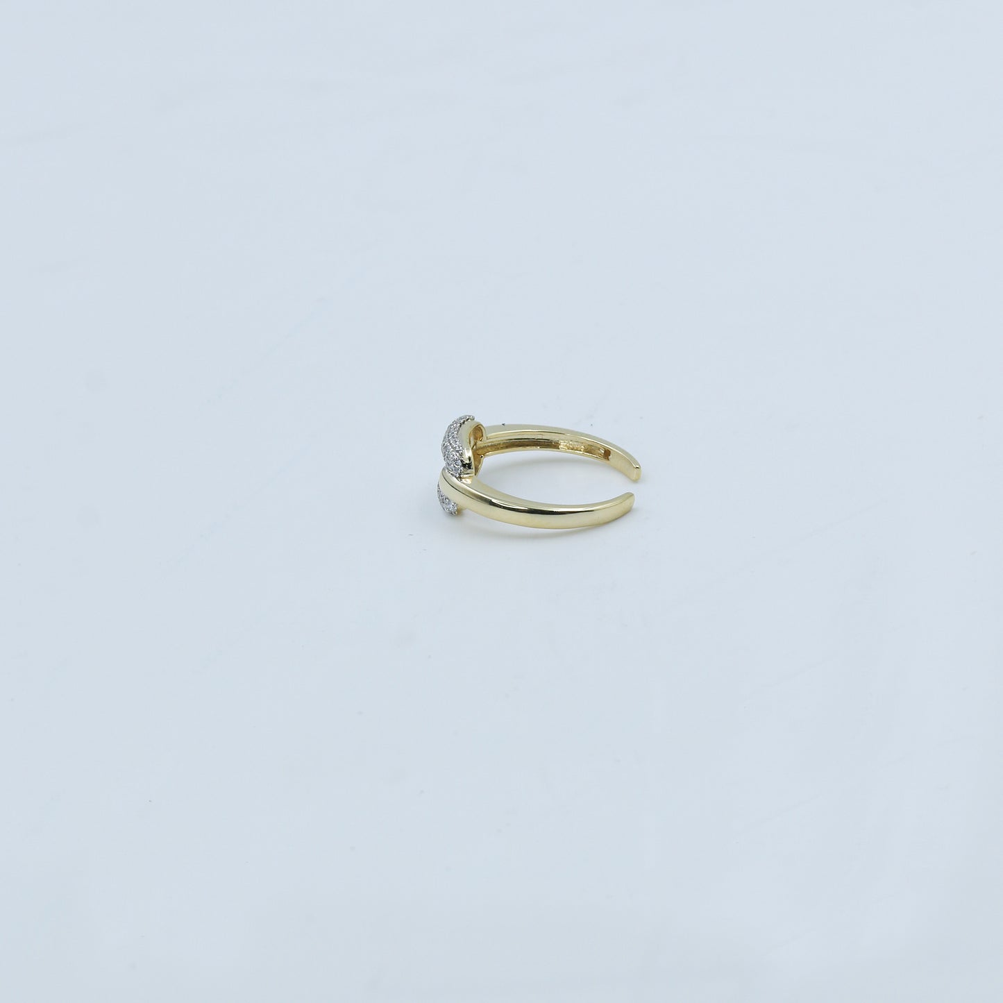 Two-Tone Pave Diamond Open Bypass Ring