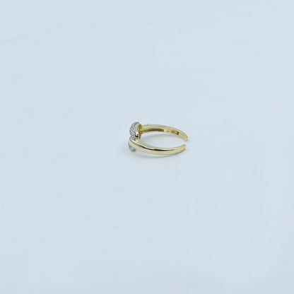 Two-Tone Pave Diamond Open Bypass Ring