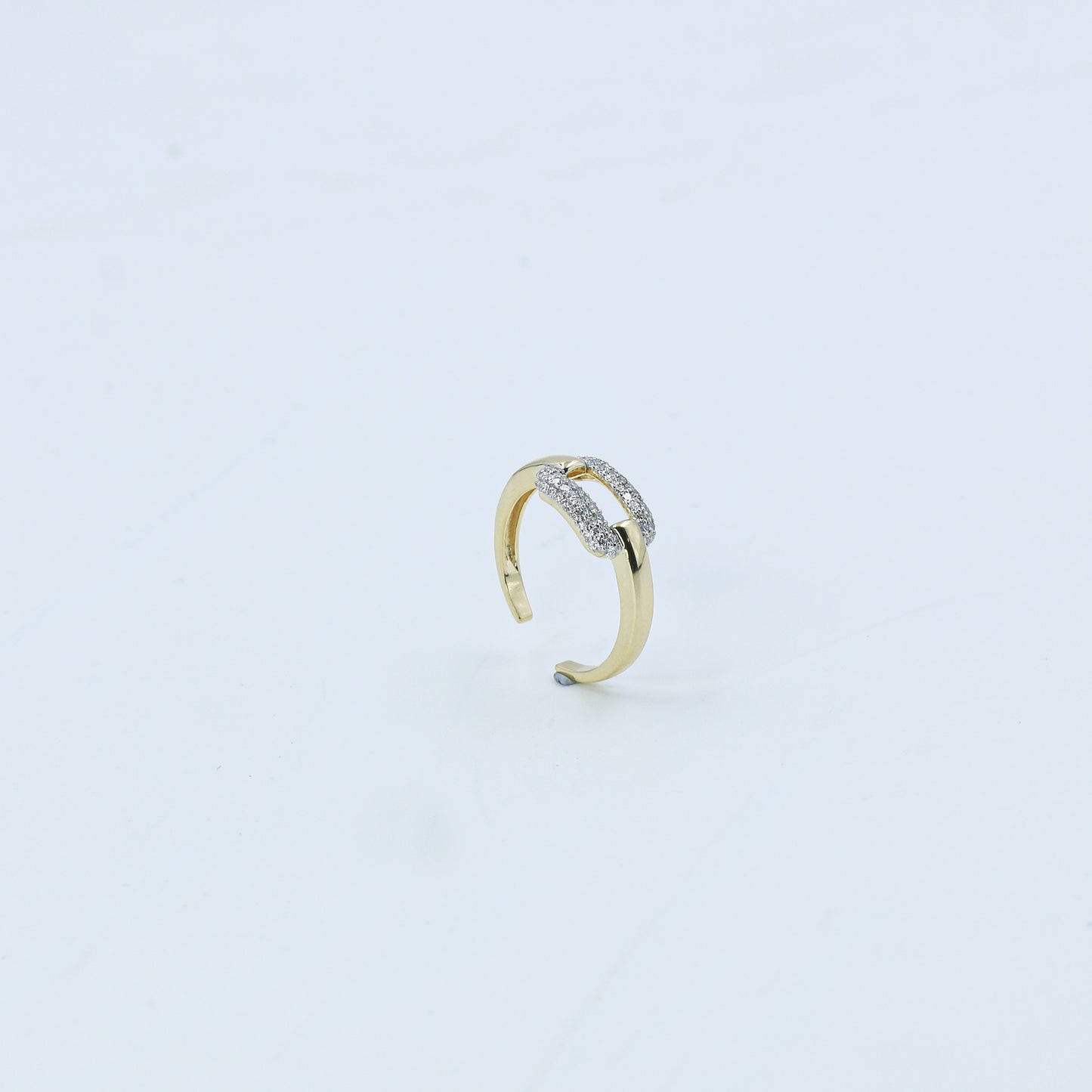 Two-Tone Pave Diamond Open Bypass Ring