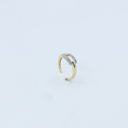 Two-Tone Pave Diamond Open Bypass Ring