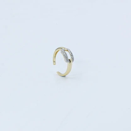 Two-Tone Pave Diamond Open Bypass Ring
