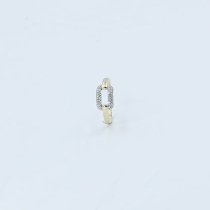 Two-Tone Pave Diamond Open Bypass Ring
