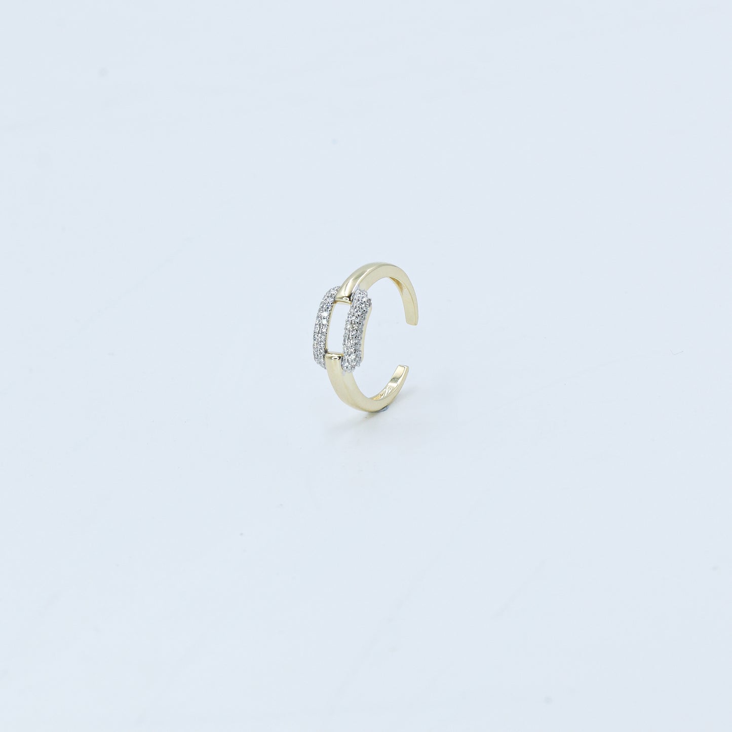 Two-Tone Pave Diamond Open Bypass Ring