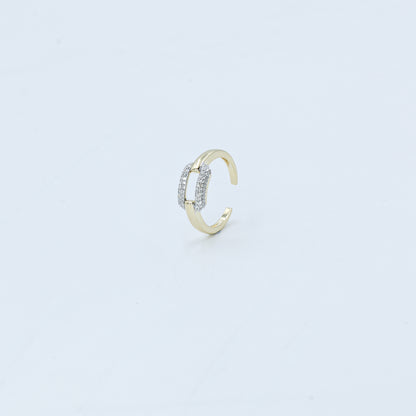 Two-Tone Pave Diamond Open Bypass Ring