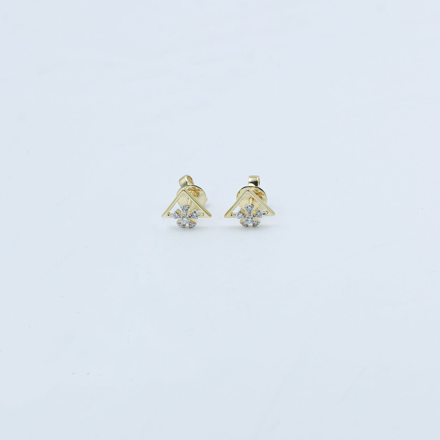 Yellow Gold Abstract Dangle Diamond Earrings
