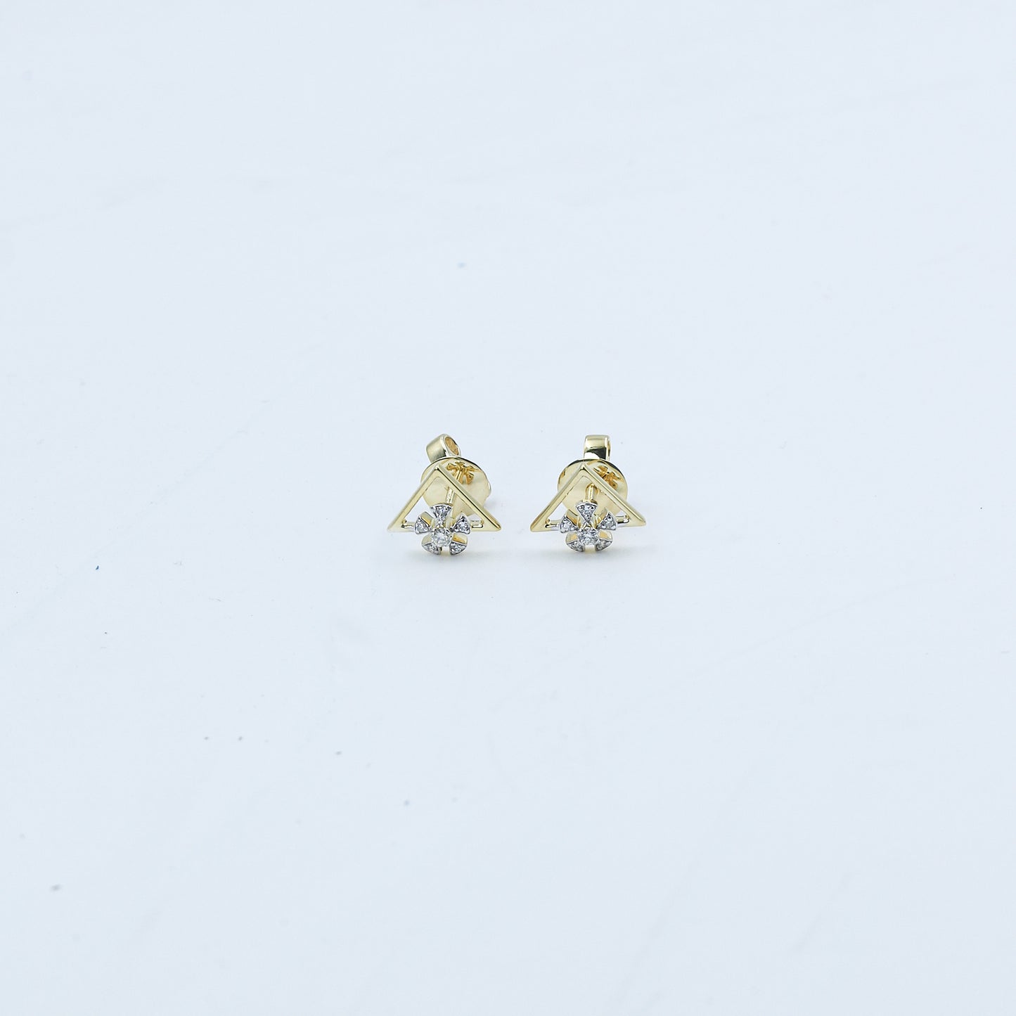 Yellow Gold Abstract Dangle Diamond Earrings