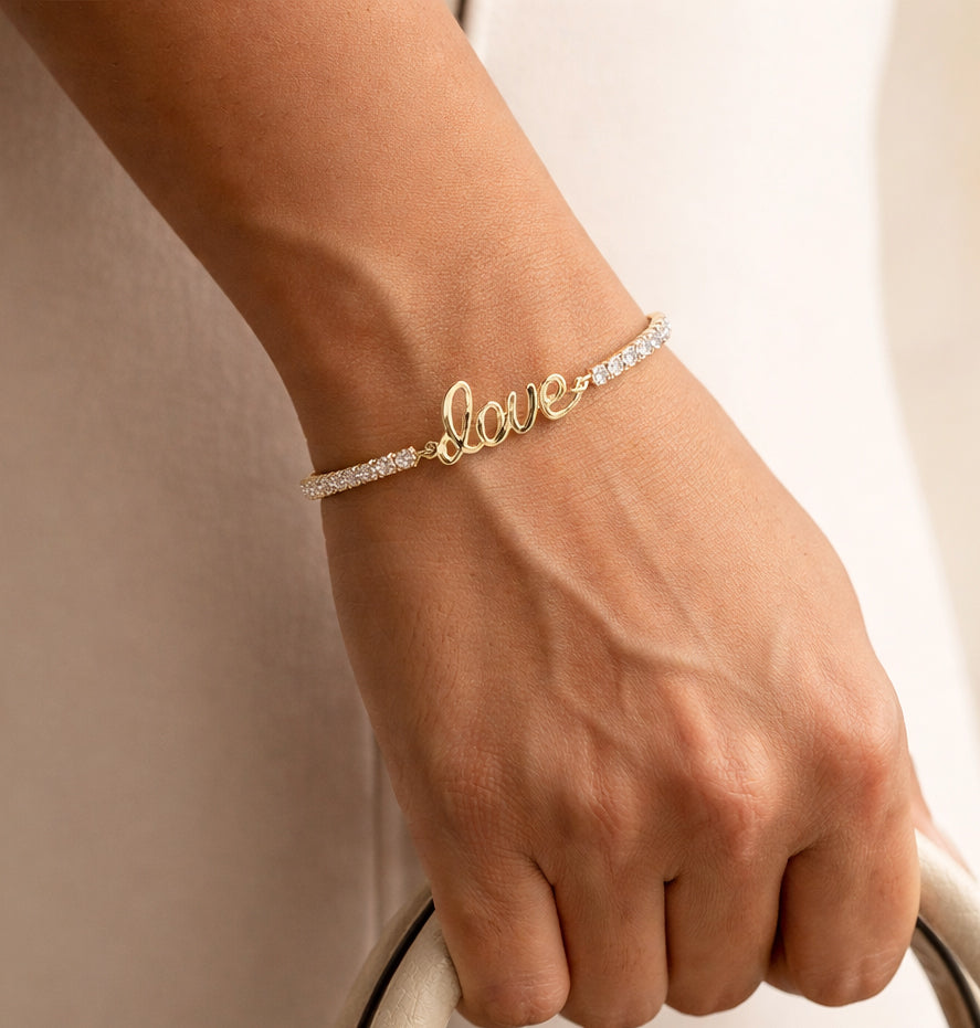 Diamond Love Script Tennis Bracelet