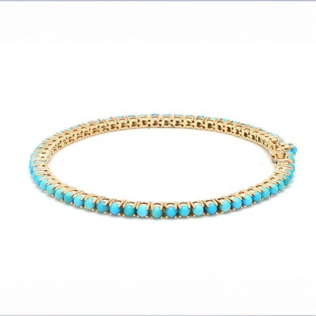 Turquoise Tennis Gold Bracelet – Turquoise Fine Jewelry - Anirudh Jewels