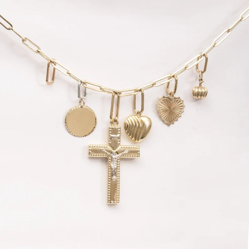 Minimalist Gold Lock Pendant – Paperclip Lock Charm - Anirudh Jewels