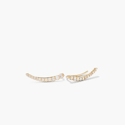 Diamond Curved Bar Earrings for Women – Minimalist Gold Ear Climber Earrings - Anirudh Jewels