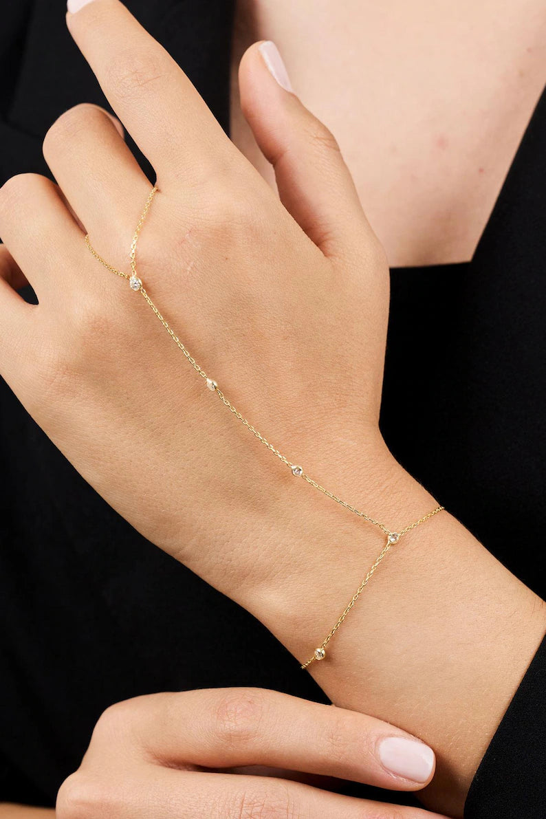 Dainty Diamond Chain Gold Bracelet – CVD EF-VVS Minimal Bracelet - Anirudh Jewels