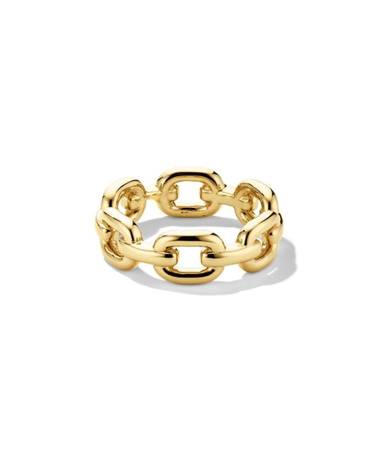 Interlocked Cuban Link Gold Ring – 6.5mm Statement Band - Anirudh Jewels
