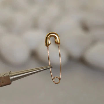 Yellow Gold Safety Pin Drop Earrings