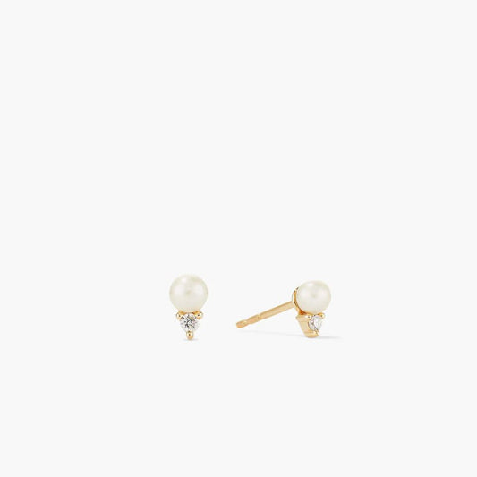 Diamond Pearl Stud Earrings for Women – Elegant Minimalist Gold Earrings - Anirudh Jewels