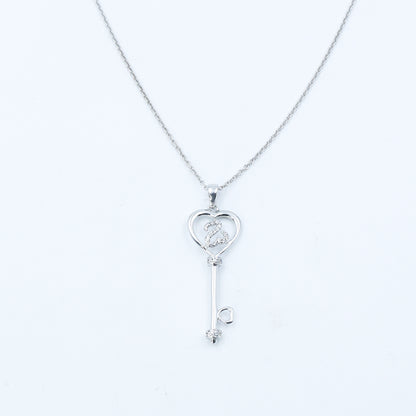 Key Heart Diamond Gold Pendant Necklace - Anirudh Jewels