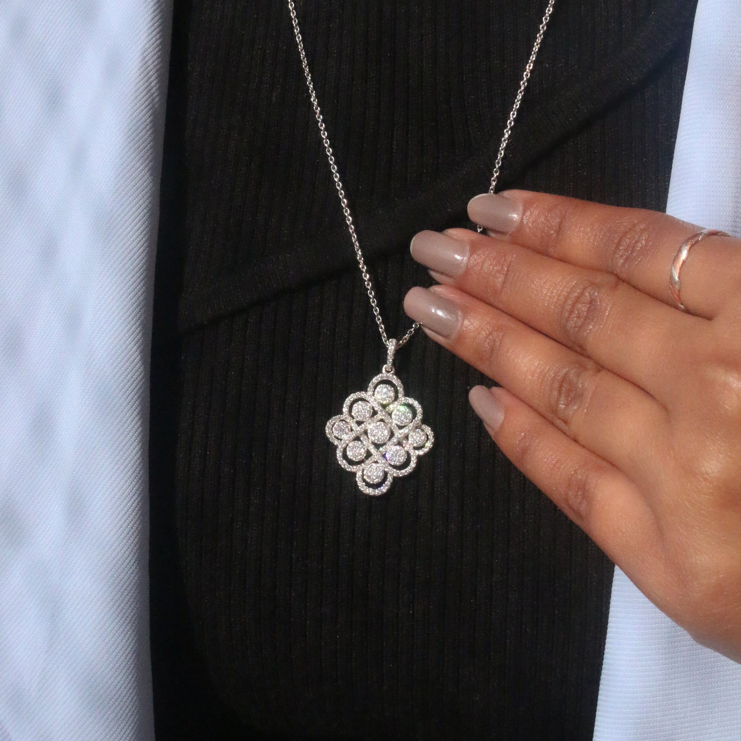 Luxury Diamond Cluster Gold Pendant for Women – Statement Designer Pendant Necklace - Anirudh Jewels