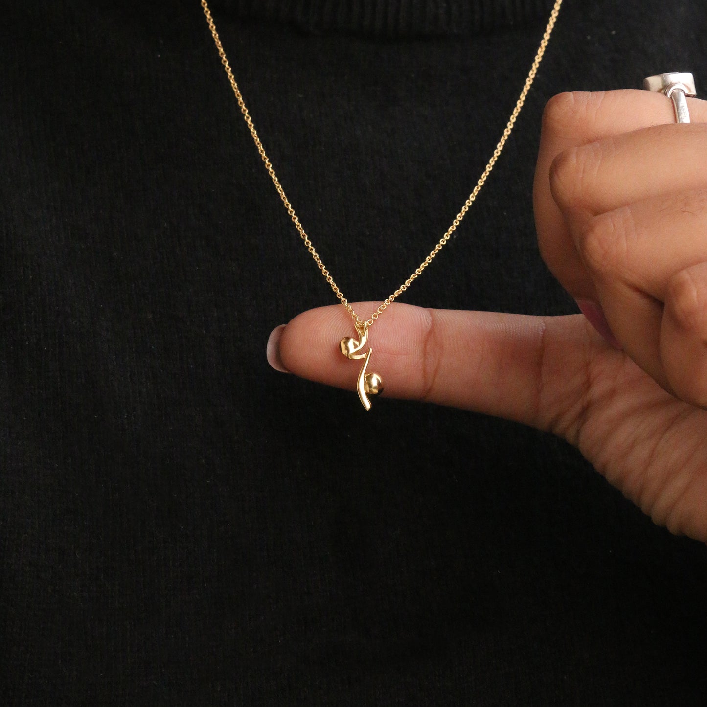 Minimal Gold Abstract Pendant Necklace - Anirudh Jewels