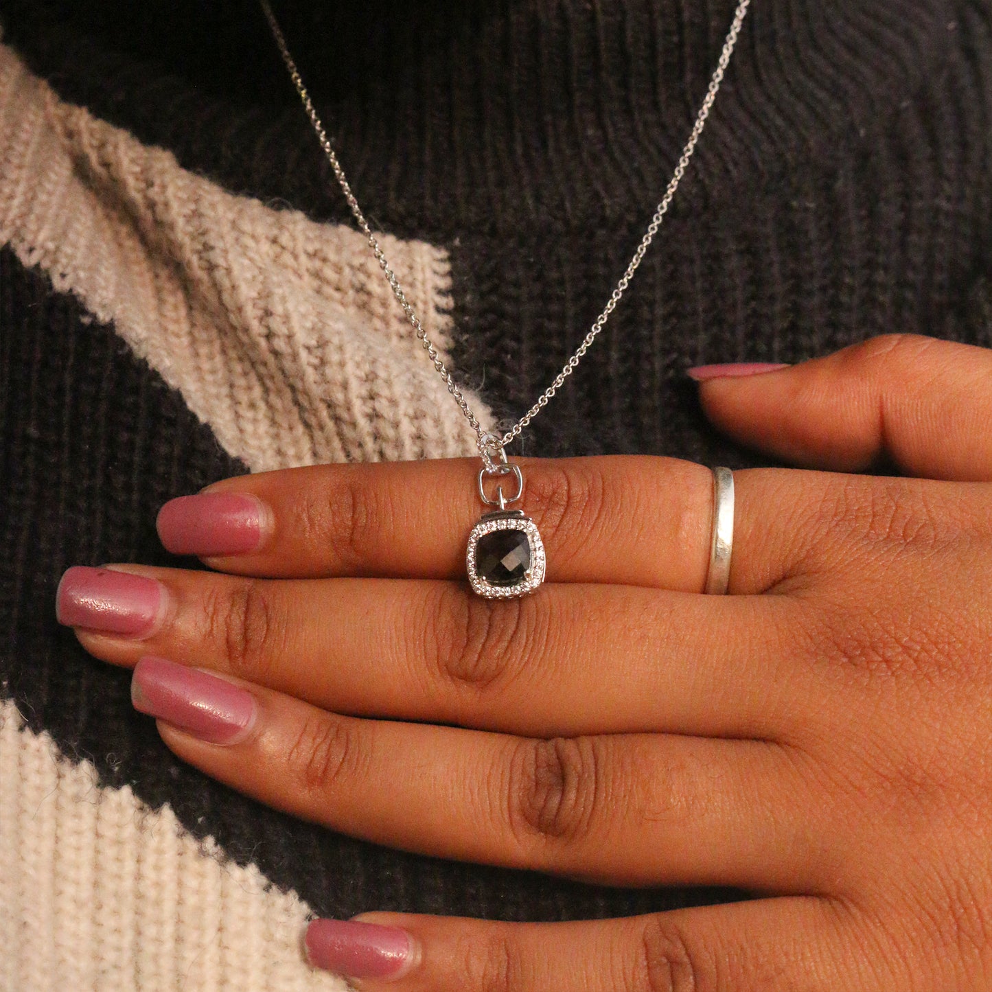 Black Onyx Diamond Gold Pendant Necklace - Anirudh Jewels
