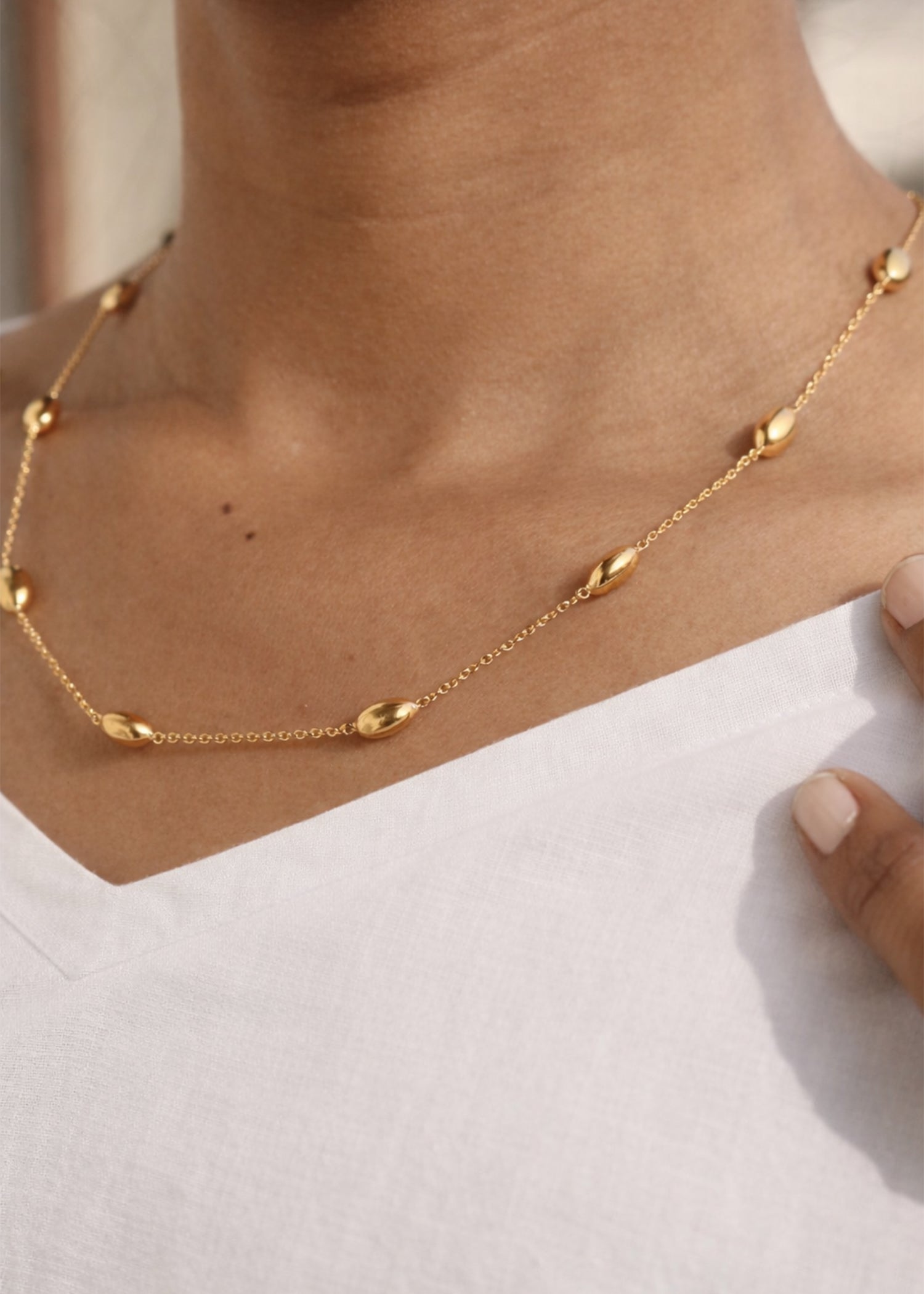 Minimal Gold Station Necklace - Anirudh Jewels