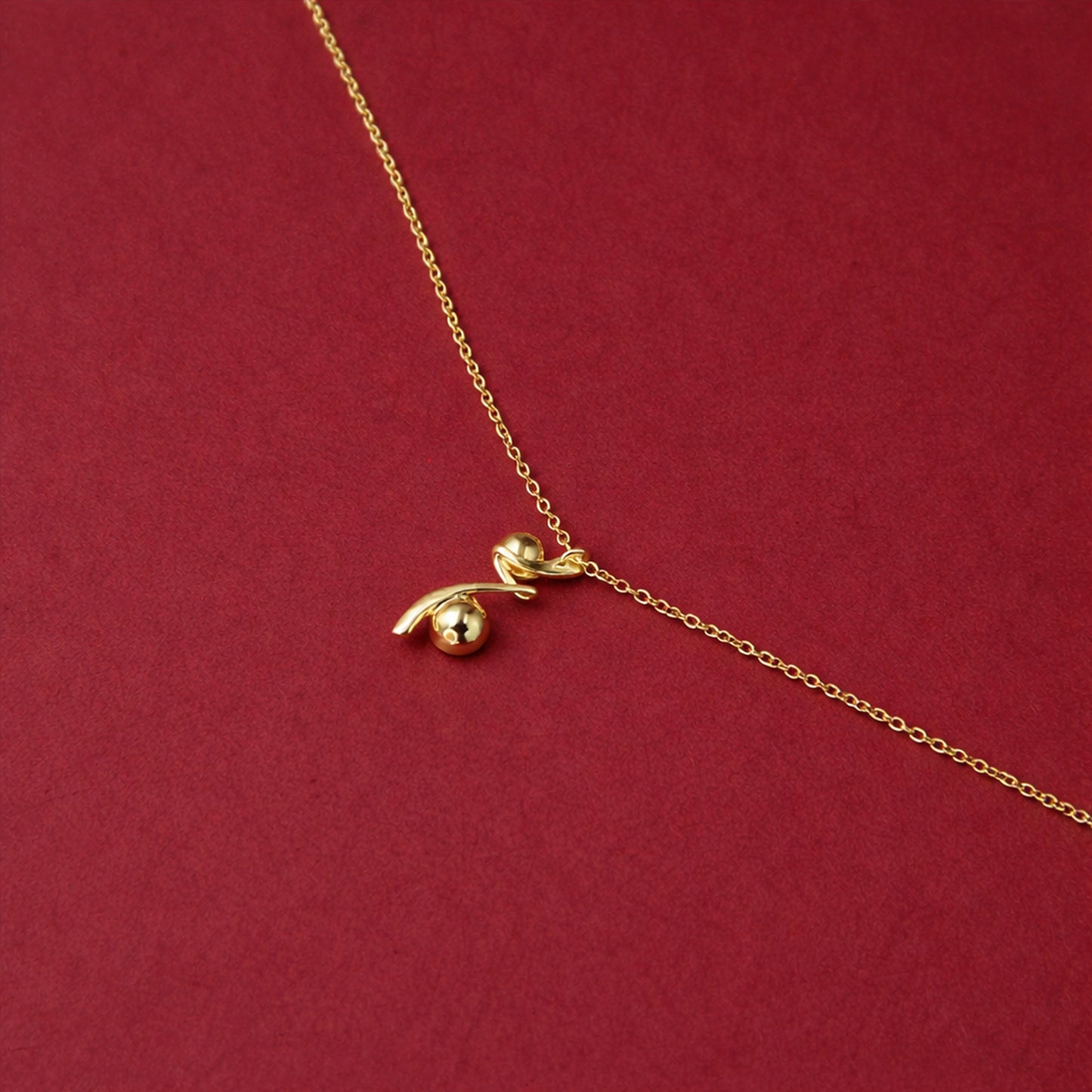 Minimal Gold Abstract Pendant Necklace - Anirudh Jewels