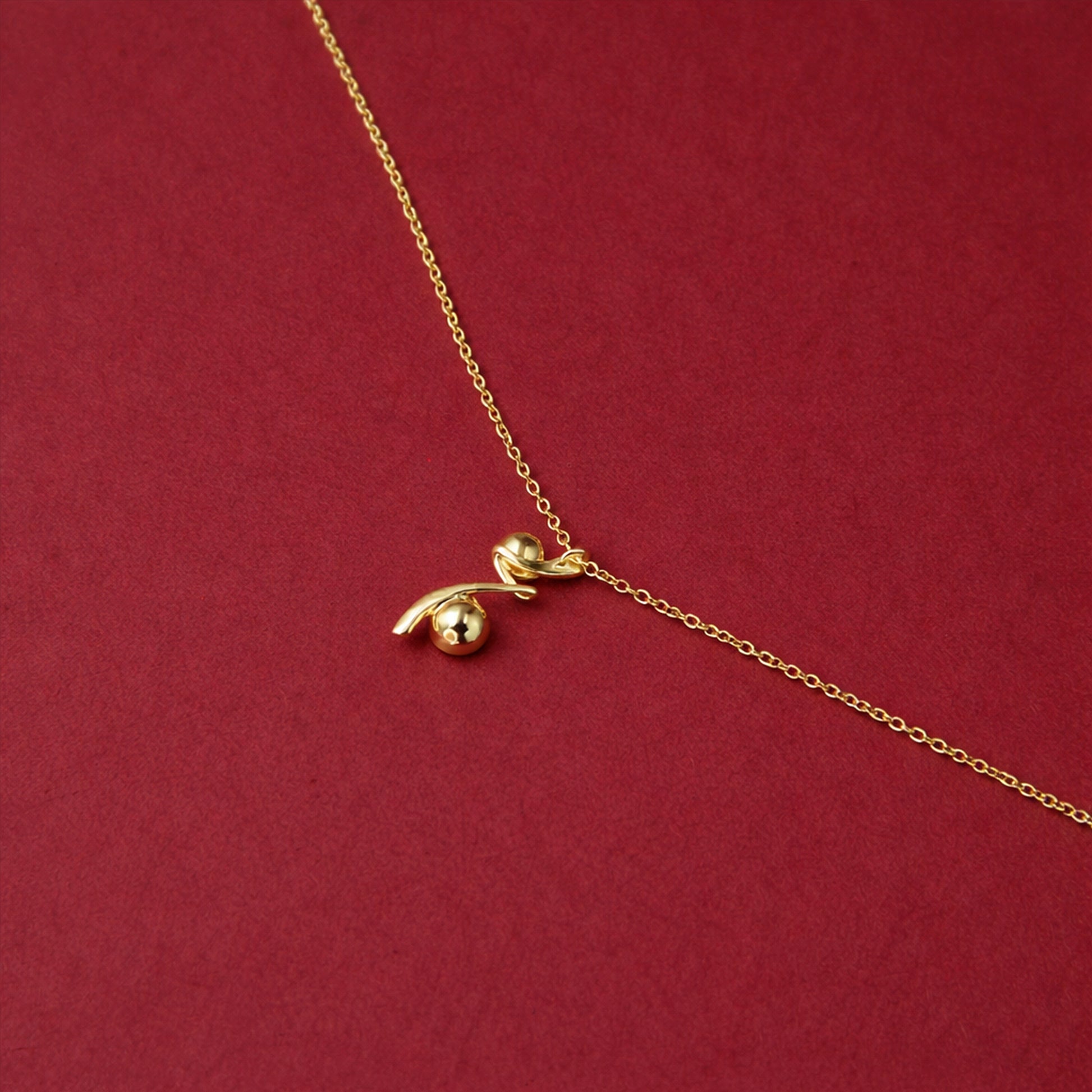 Minimal Gold Abstract Pendant Necklace - Anirudh Jewels