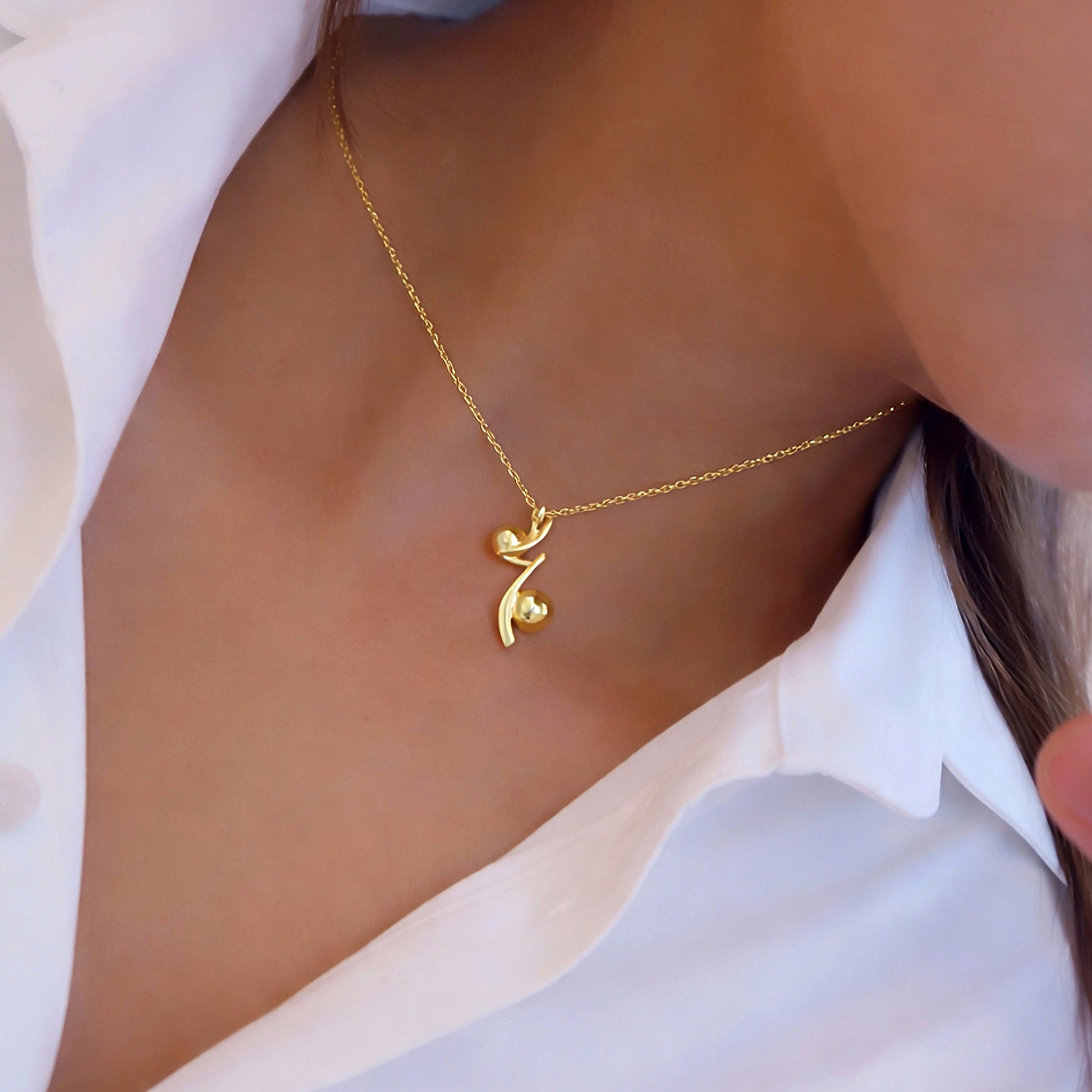 Minimal Gold Abstract Pendant Necklace - Anirudh Jewels