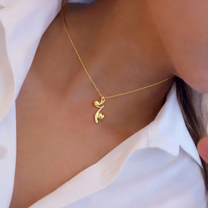 Minimal Gold Abstract Pendant Necklace - Anirudh Jewels