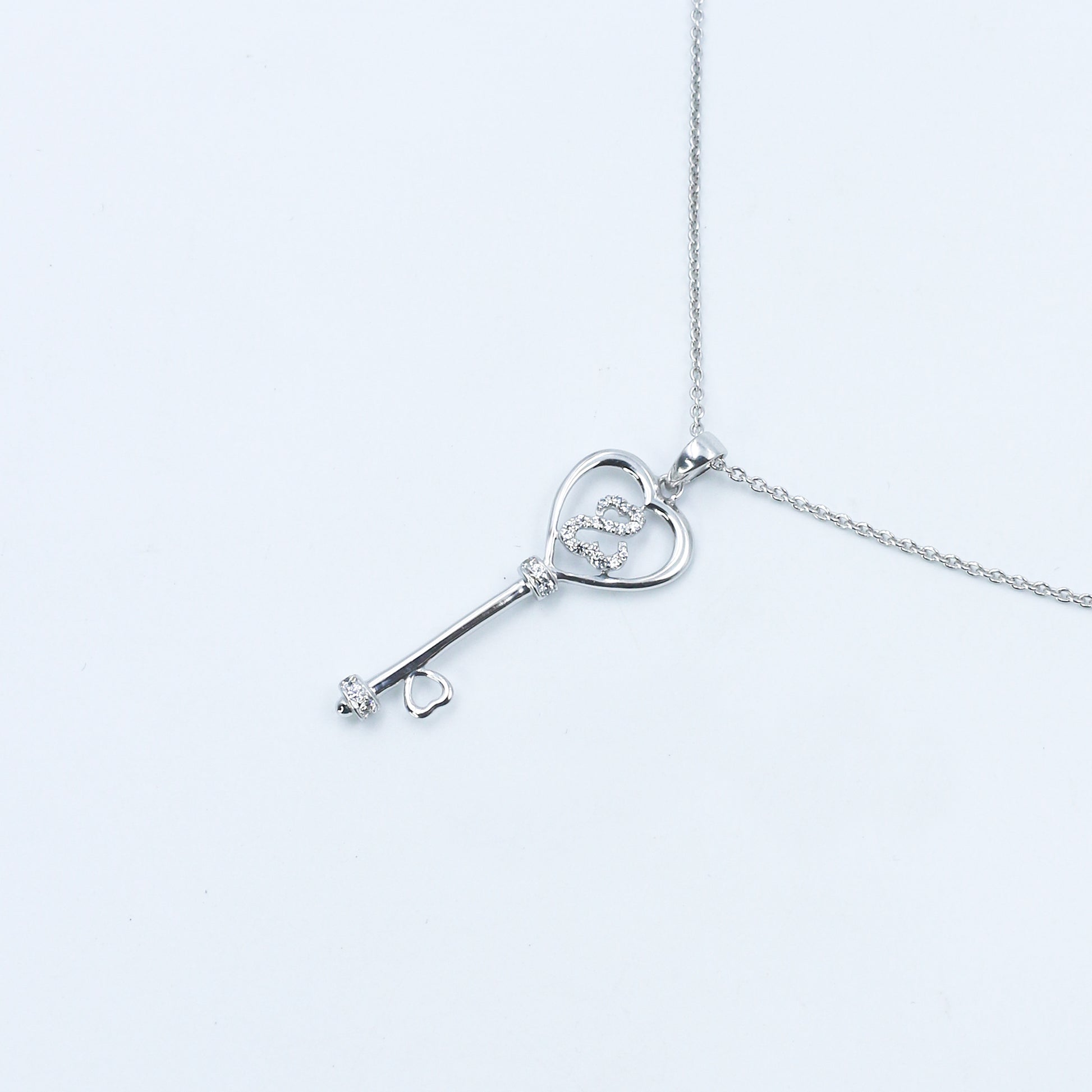 Key Heart Diamond Gold Pendant Necklace - Anirudh Jewels