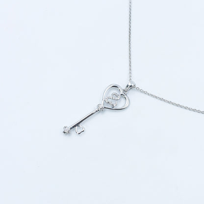 Key Heart Diamond Gold Pendant Necklace - Anirudh Jewels