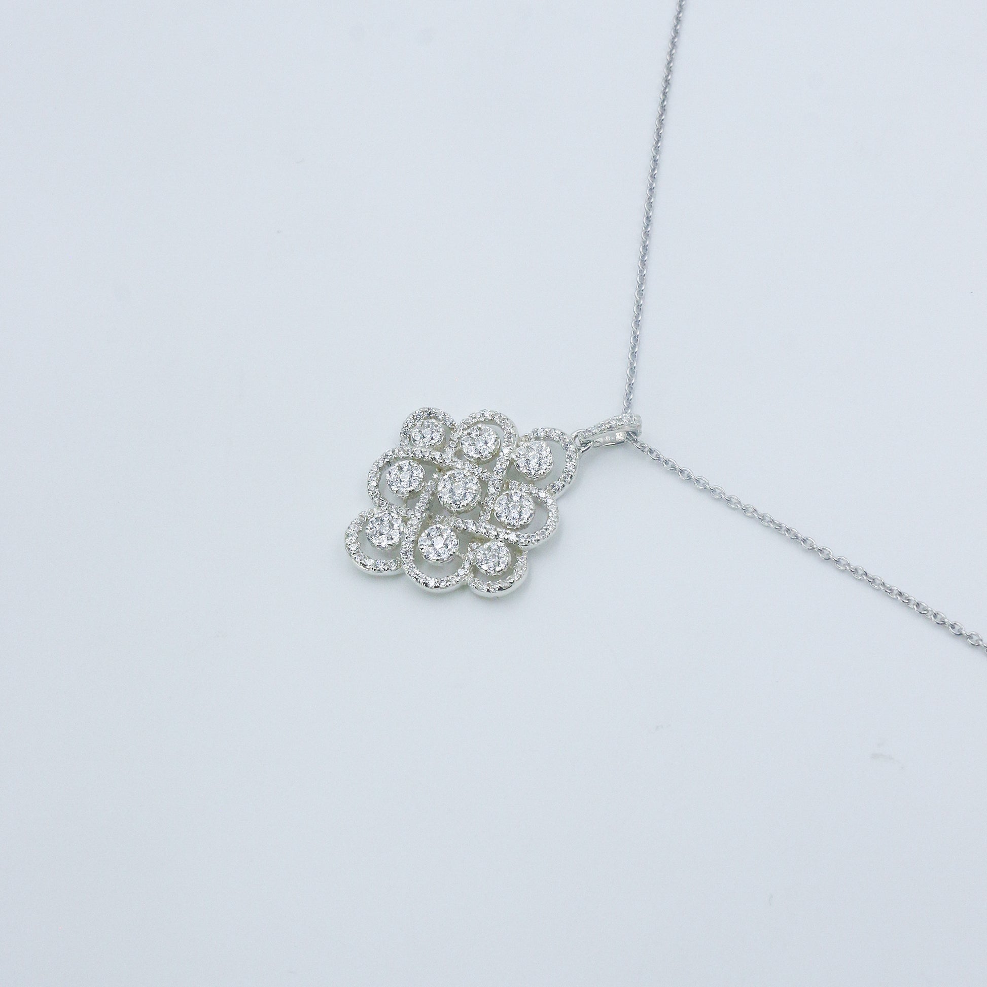Luxury Diamond Cluster Gold Pendant for Women – Statement Designer Pendant Necklace - Anirudh Jewels