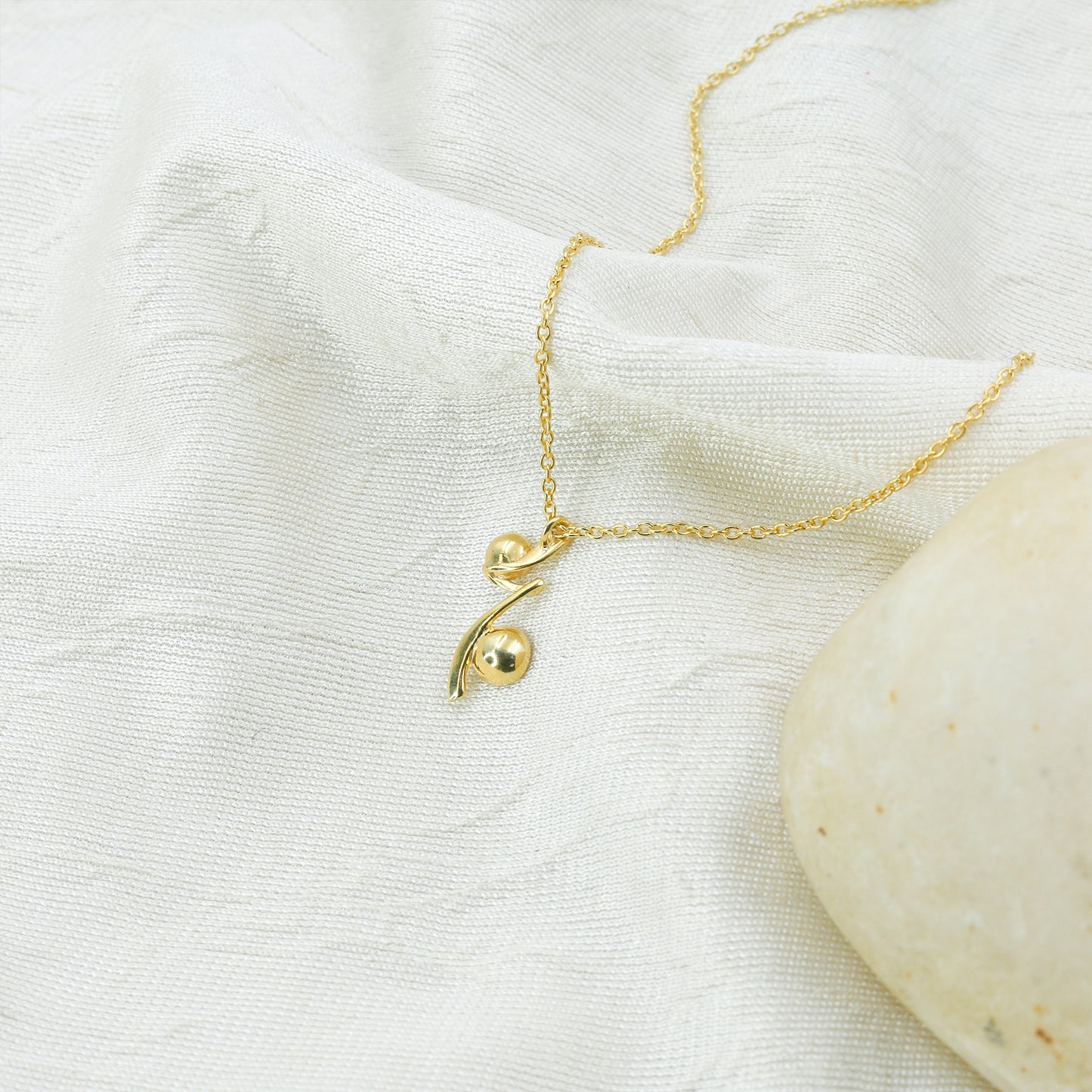 Minimal Gold Abstract Pendant Necklace - Anirudh Jewels