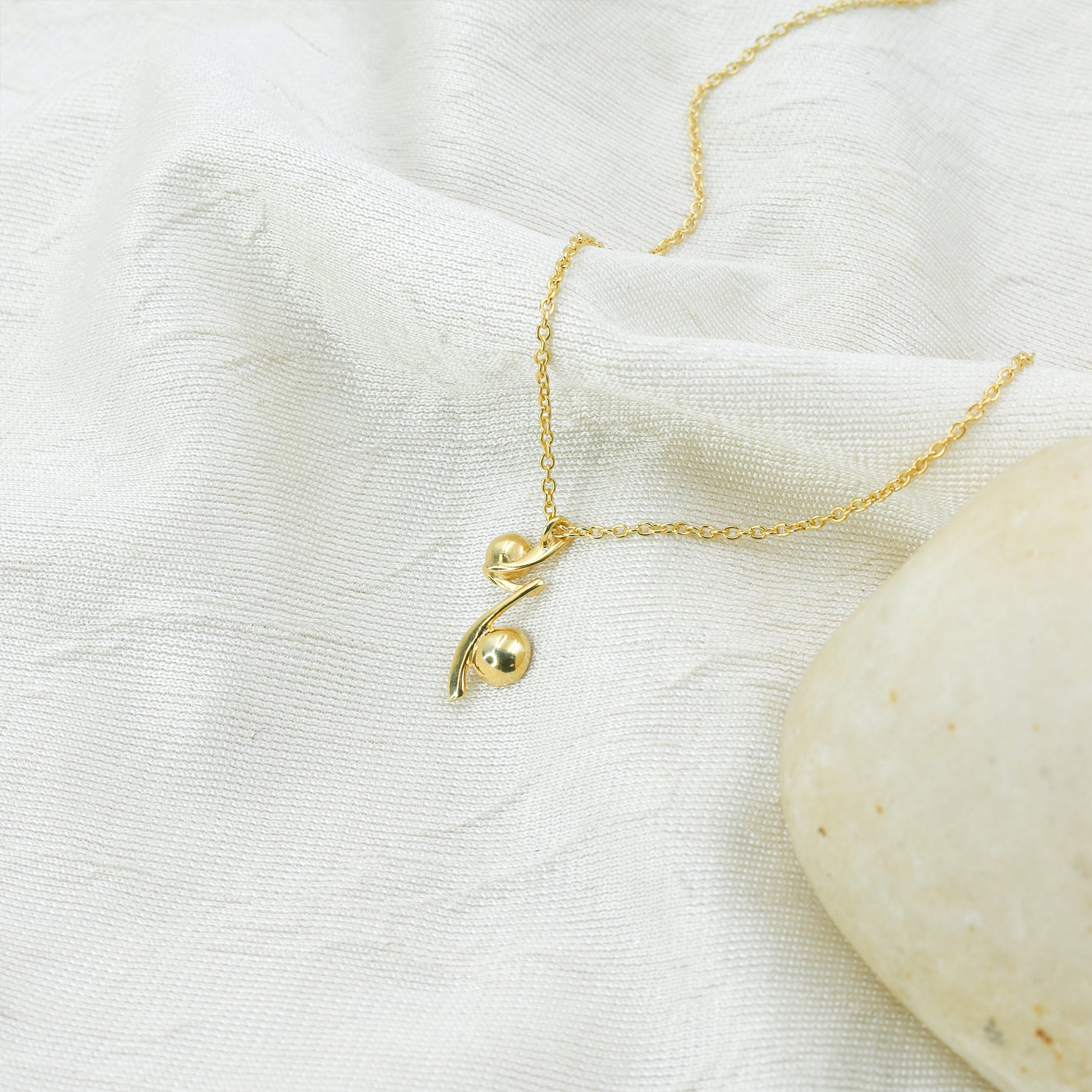 Minimal Gold Abstract Pendant Necklace - Anirudh Jewels