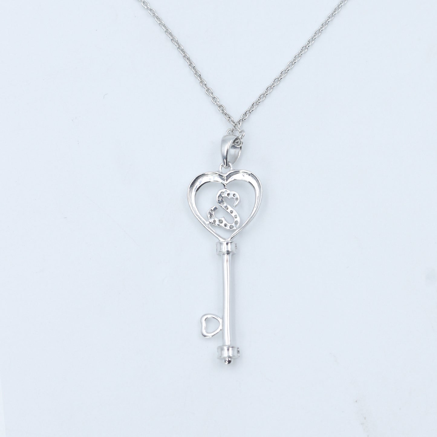 Key Heart Diamond Gold Pendant Necklace - Anirudh Jewels
