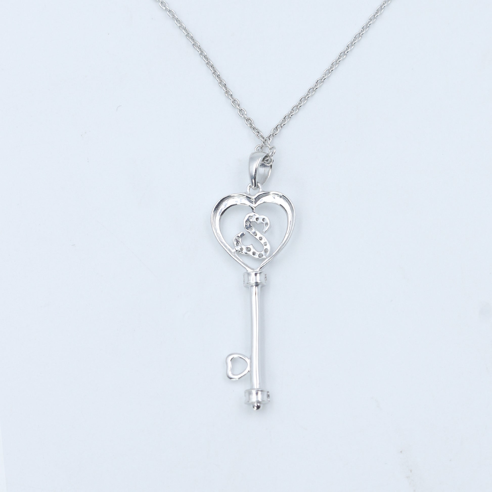 Key Heart Diamond Gold Pendant Necklace - Anirudh Jewels