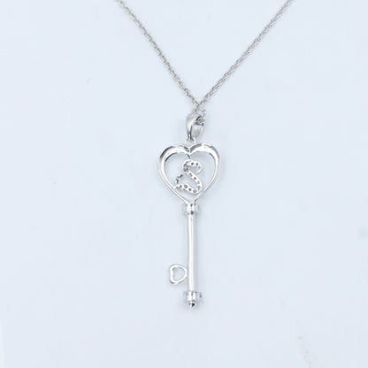 Key Heart Diamond Gold Pendant Necklace - Anirudh Jewels