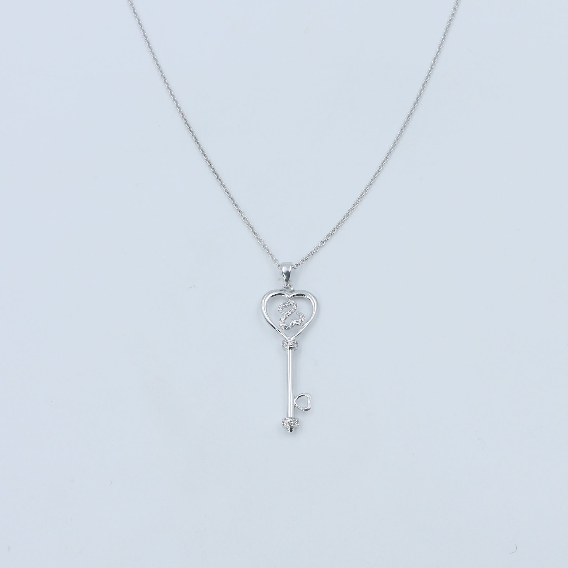 Key Heart Diamond Gold Pendant Necklace - Anirudh Jewels