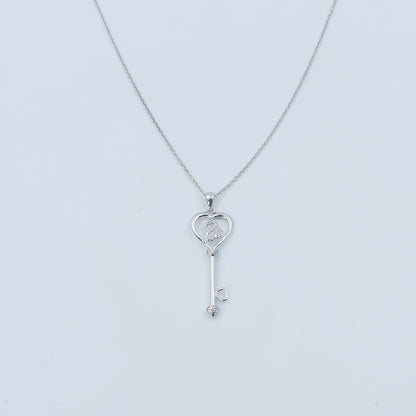 Key Heart Diamond Gold Pendant Necklace - Anirudh Jewels
